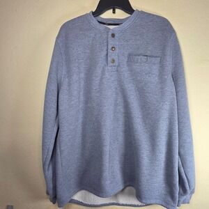 Lee Men's Gray Thermal Henley Long Sleeve Shirt Regular Fit Sherpa Lined Pocket